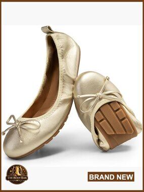 Foldable Ballet Flats - Lightweight Slip-On Dress Shoes with Bowknot, Cushioned